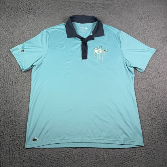 Lacoste Sport Miami Open Tennis Polo Shirt Mens 2XL (7) Light Blue Performance - Picture 2 of 10